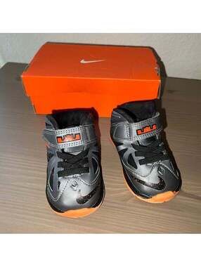 toddlers Nike Lebron X TD 4c shoes charcoal orange